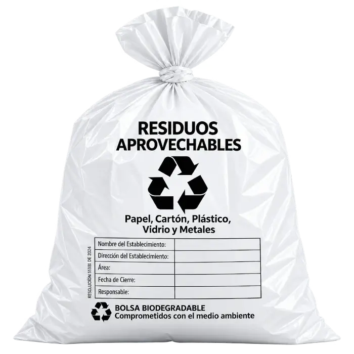 Bolsa blanca para residuos aprovechables