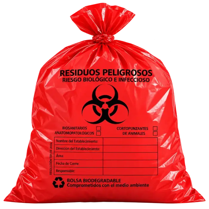 Bolsa roja para residuos hospitalarios de riesgo biológico