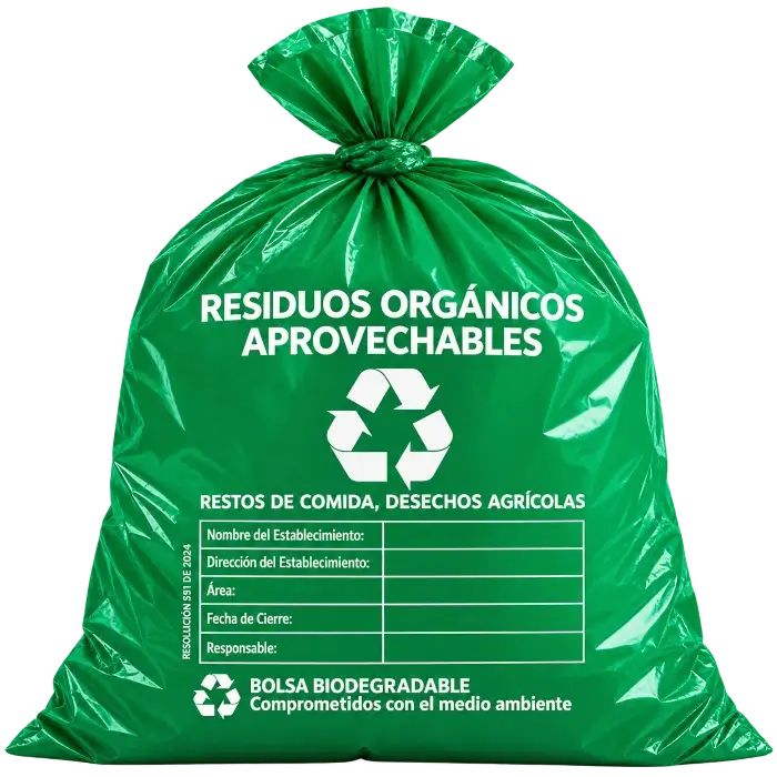 Bolsa verde para residuos orgánicos aprovechables